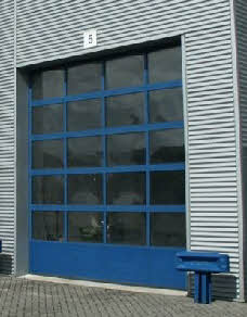 Panoramic type doors. typical in tyre and exhaust bays